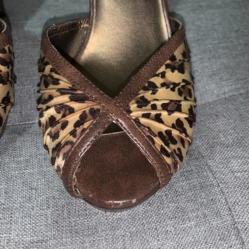 Steve Madden Maggie leopard print peep toe platform heels Sz 7.5 ankle tie - Picture 15 of 17